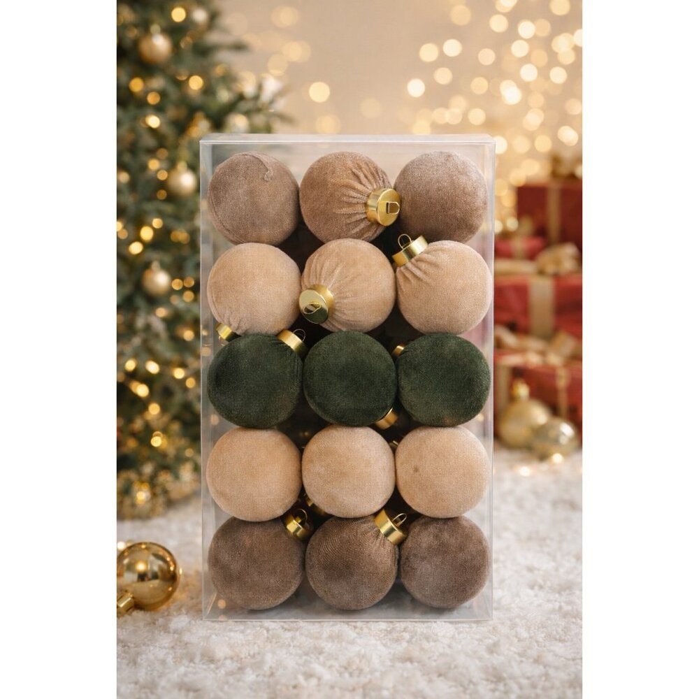 Christmas Tree Velvet Ornaments Decoration Balls Set Of 30 Velvet balls
